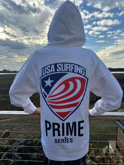 USA Surfing Prime Series - pullover hooded sweatshirt – white